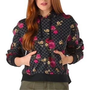 Vans Botanical Check Floral Crop Hoodie Large